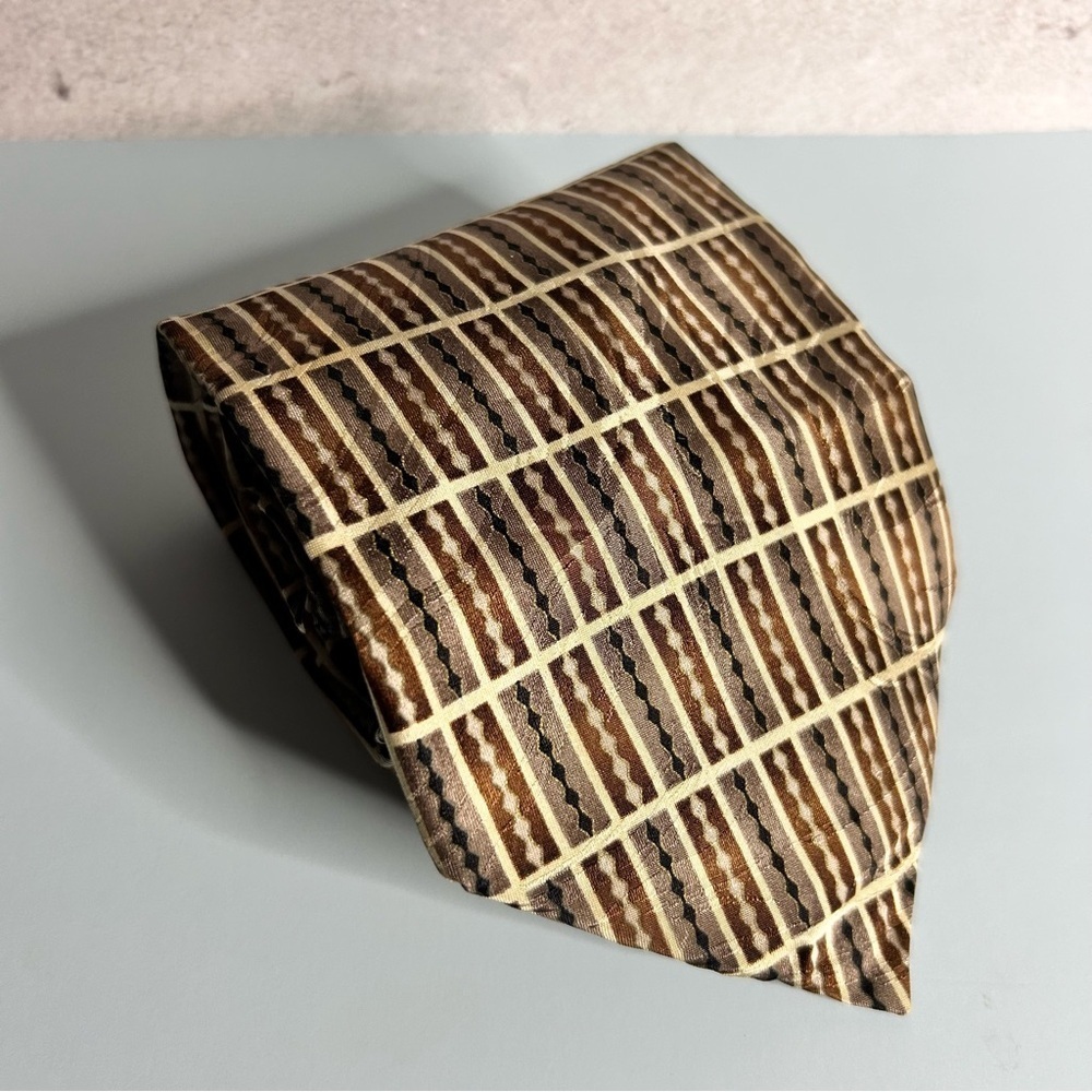 Bergamo New York Brown Patterned 58” Silk Tie